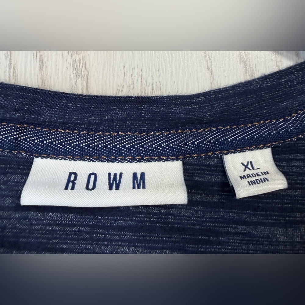 ROWM Men’s Slub Knit Notch-Neck Tee XL – Blue Casual Short Sleeve Shirt - Picture 4 of 4